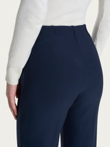 Pantalone a sigaretta con risvolto in Compact Blu Donna - Ragno
