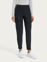 Pantalone a sigaretta con risvolto in Compact Neri Donna - Ragno