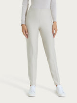 Pantalone a sigaretta con risvolto in Compact Bianchi Donna - Ragno