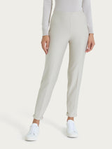 Pantalone a sigaretta con risvolto in Compact Bianchi Donna - Ragno