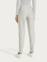 Pantalone a sigaretta con risvolto in Compact Bianchi Donna - Ragno