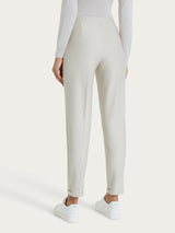 Pantalone a sigaretta con risvolto in Compact Bianchi Donna - Ragno