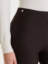 Pantalone a sigaretta con risvolto in Compact Marroni Donna - Ragno