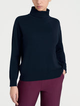 Maglia con collo a ciambella in Merino Soft Blu Donna - Ragno