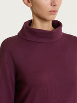 Maglia con collo a ciambella in Merino Soft Viola Donna - Ragno