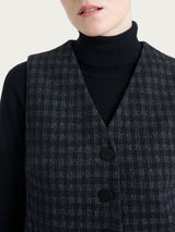 Gilet con quattro bottoni in Eco Jacquard misto lana Neri Donna - Ragno