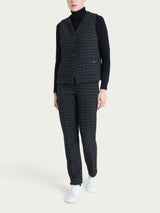 Gilet con quattro bottoni in Eco Jacquard misto lana Neri Donna - Ragno