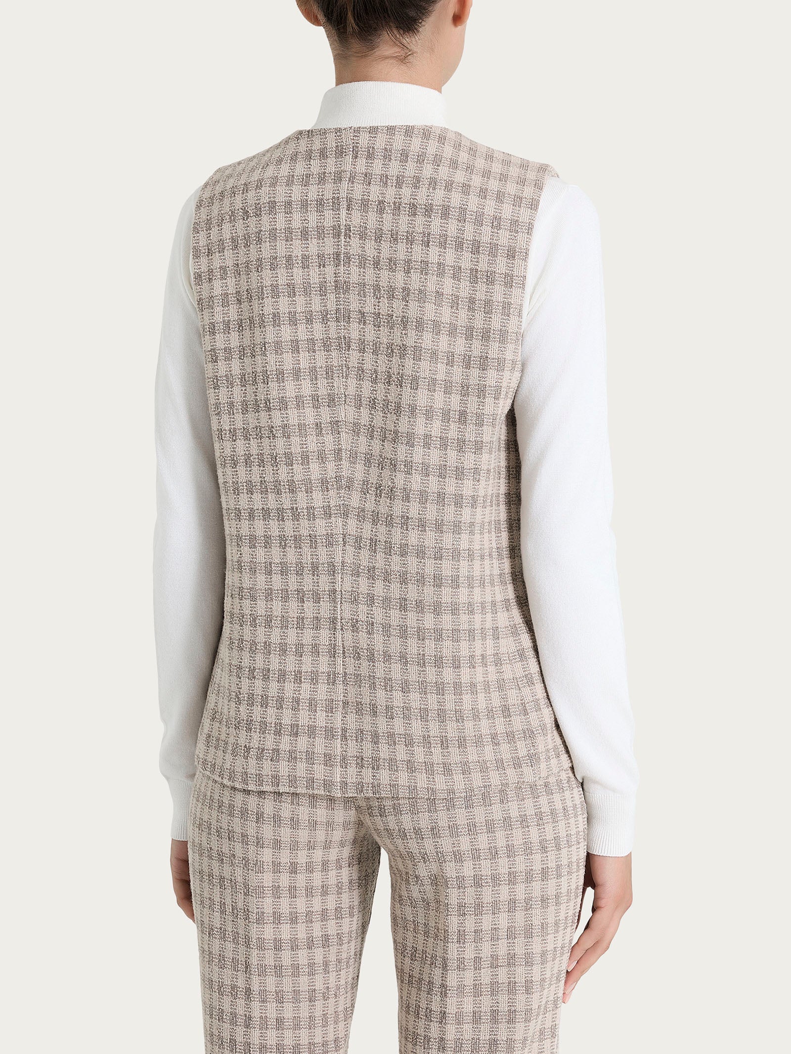 Gilet con quattro bottoni in Eco Jacquard misto lana Marroni Donna - Ragno