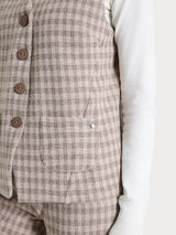 Gilet con quattro bottoni in Eco Jacquard misto lana Marroni Donna - Ragno