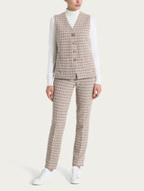 Gilet con quattro bottoni in Eco Jacquard misto lana Marroni Donna - Ragno