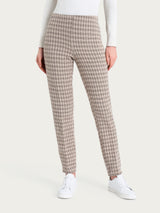 Pantalone a sigaretta con spacchetti in Eco Jacquard misto lana Marroni Donna - Ragno