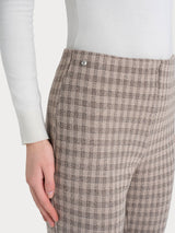Pantalone a sigaretta con spacchetti in Eco Jacquard misto lana Marroni Donna - Ragno