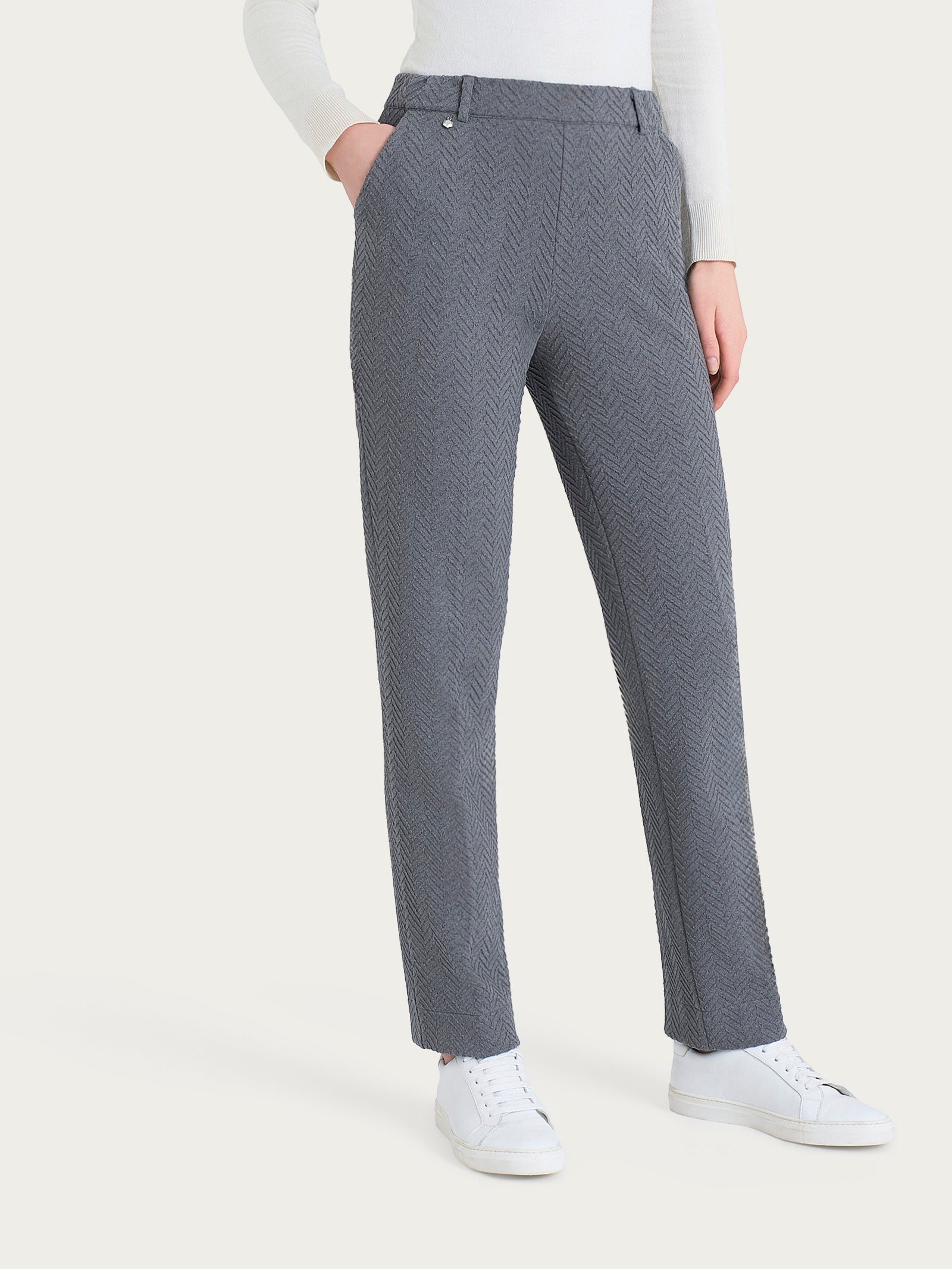 Pantalone dritto con tasche in Eco Jacquard  Neri Donna - Ragno