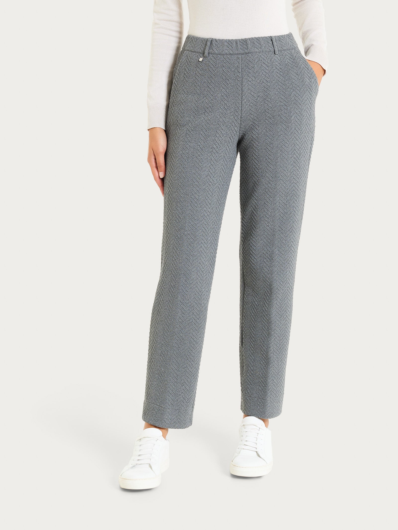 Pantalone dritto con tasche in Eco Jacquard  Neri Donna - Ragno