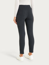 Pantalone a sigaretta con spacchetti in Eco Jacquard Neri Donna - Ragno