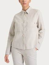 Giacca Shacket con fantasia in Eco Jacquard Bianchi Donna - Ragno