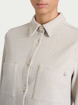 Giacca Shacket con fantasia in Eco Jacquard Bianchi Donna - Ragno