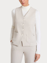 Gilet con quattro bottoni in Eco Jacquard Bianchi Donna - Ragno