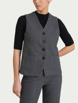 Gilet con quattro bottoni in Eco Jacquard Neri Donna - Ragno