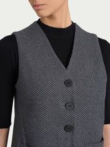 Gilet con quattro bottoni in Eco Jacquard Neri Donna - Ragno