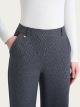 Pantalone in fantasia chino slim con tasche in Eco Jacquard Neri Donna - Ragno