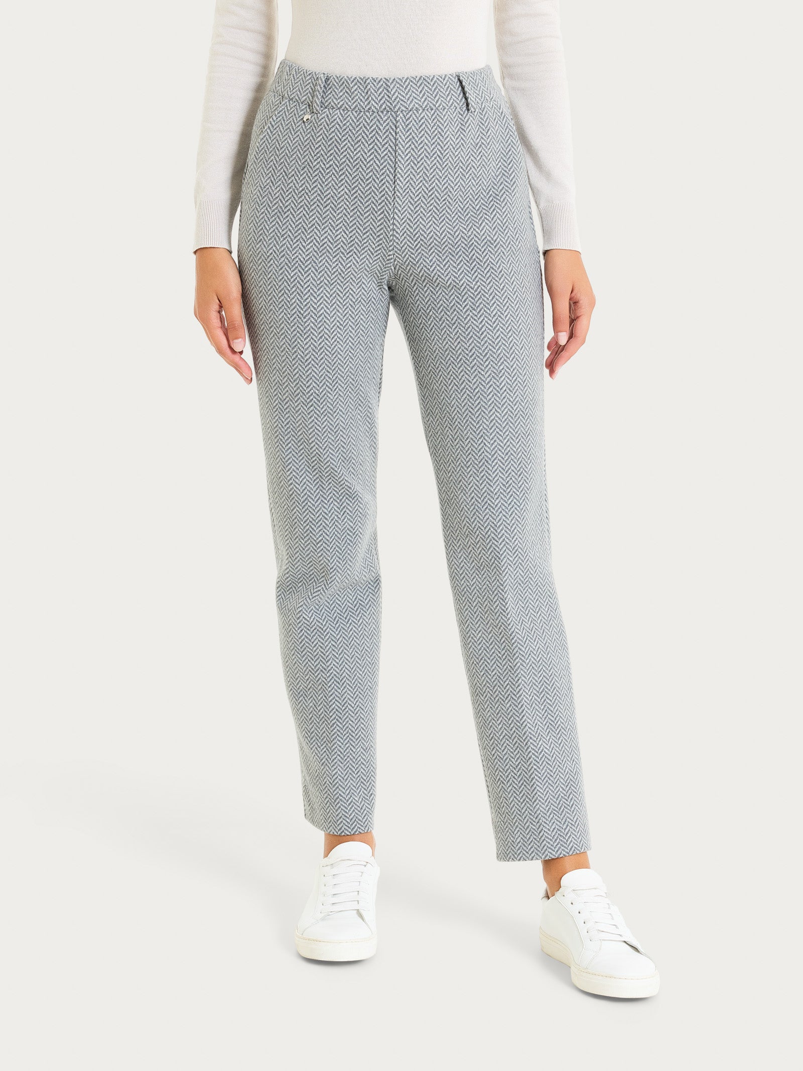 Pantalone in fantasia dritto con tasche in Eco Jacquard  Neri Donna - Ragno