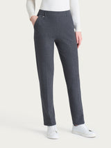 Pantalone in fantasia dritto con tasche in Eco Jacquard  Neri Donna - Ragno