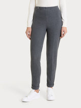 Pantalone in fantasia a sigaretta con spacchetti in Eco Jacquard Neri Donna - Ragno