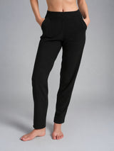 Pantalone a carota con tasche in Flannel Compact Neri Donna - Ragno