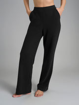 Pantalone ampio con tasche in Flannel Compact Neri Donna - Ragno