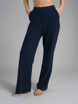 Pantalone ampio con tasche in Flannel Compact Blu Donna - Ragno