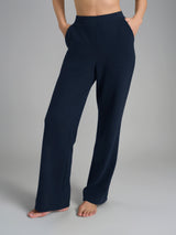 Pantalone ampio con tasche in Flannel Compact Blu Donna - Ragno