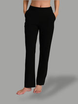 Pantalone dritto con tasche in Flannel Compact Neri Donna - Ragno