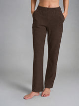 Pantalone dritto con tasche in Flannel Compact Marroni Donna - Ragno