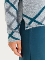 Maglia con scollo a barchetta e check pattern in Natural Soft Neri Donna - Ragno