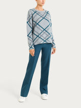 Maglia con scollo a barchetta e check pattern in Natural Soft Neri Donna - Ragno