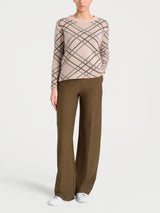 Maglia con scollo a barchetta e check pattern in Natural Soft Grigi Donna - Ragno