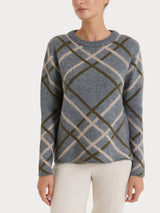 Maglia con scollo a barchetta e check pattern in Natural Soft Neri Donna - Ragno