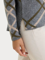 Maglia con scollo a barchetta e check pattern in Natural Soft Neri Donna - Ragno