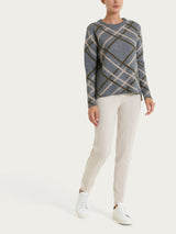 Maglia con scollo a barchetta e check pattern in Natural Soft Neri Donna - Ragno