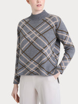 Lupetto con fantasia check in Natural Soft Neri Donna - Ragno