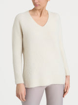 Maglia con scollo a V in Misto Alpaca Bianchi Donna - Ragno