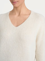 Maglia con scollo a V in Misto Alpaca Bianchi Donna - Ragno