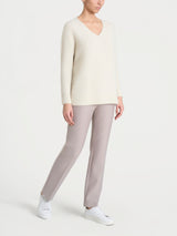 Maglia con scollo a V in Misto Alpaca Bianchi Donna - Ragno