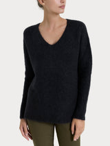 Maglia con scollo a V in Misto Alpaca Neri Donna - Ragno