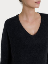 Maglia con scollo a V in Misto Alpaca Neri Donna - Ragno