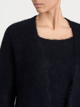 Cardigan aperto in Misto Alpaca Neri Donna - Ragno