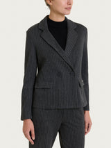 Blazer gessato doppio petto in Eco Jacquard Neri Donna - Ragno