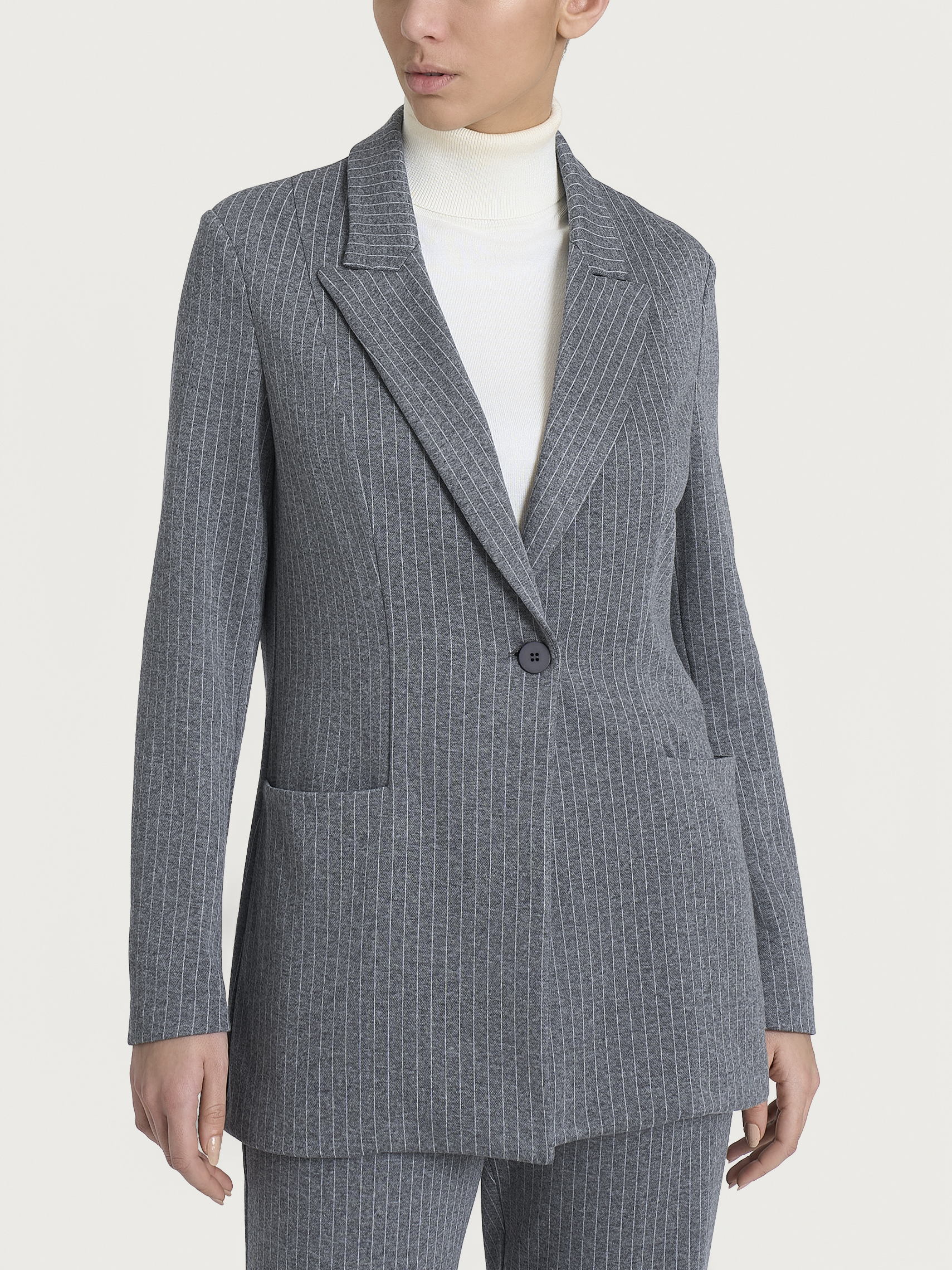 Blazer over gessato in Eco Jacquard Neri Donna - Ragno