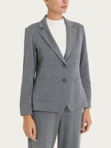 Blazer gessato con due bottoni in Eco Jacquard Neri Donna - Ragno